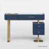 Picture of Wildomar Solid Wood Marble Top Blue Makeup Vanity with Drawers