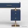 Picture of Wildomar Solid Wood Marble Top Blue Makeup Vanity with Drawers