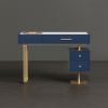 Picture of Wildomar Solid Wood Marble Top Blue Makeup Vanity with Drawers