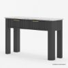 Picture of Rome Marble Top Fluted Modern Black Makeup Vanity Desk