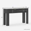 Picture of Rome Marble Top Fluted Modern Black Makeup Vanity Desk