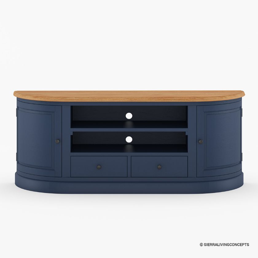 Peshtigo Two Tone Blue Solid Wood Media Console with Storage (55