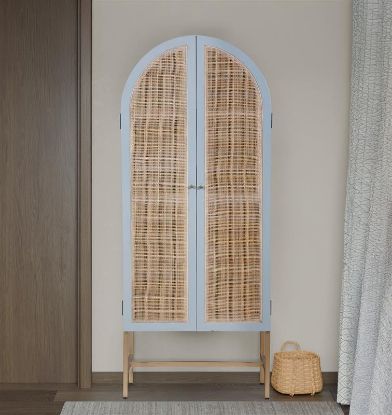 Picture of Broxburn Mahogany Wood Arched Rattan Door Armoire