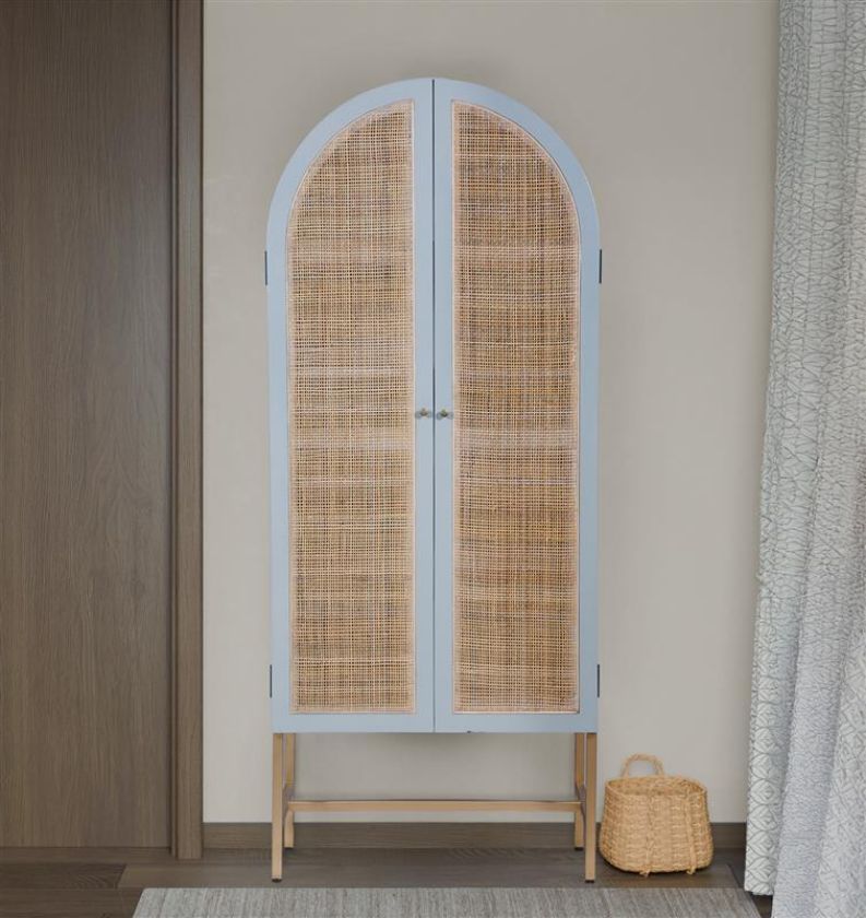 Picture of Broxburn Mahogany Wood Arched Rattan Door Armoire