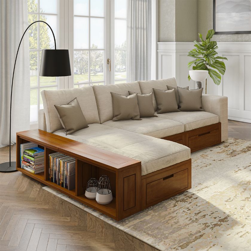 Picture of Mojave Modern Wooden Sectional Sofa With Chaise