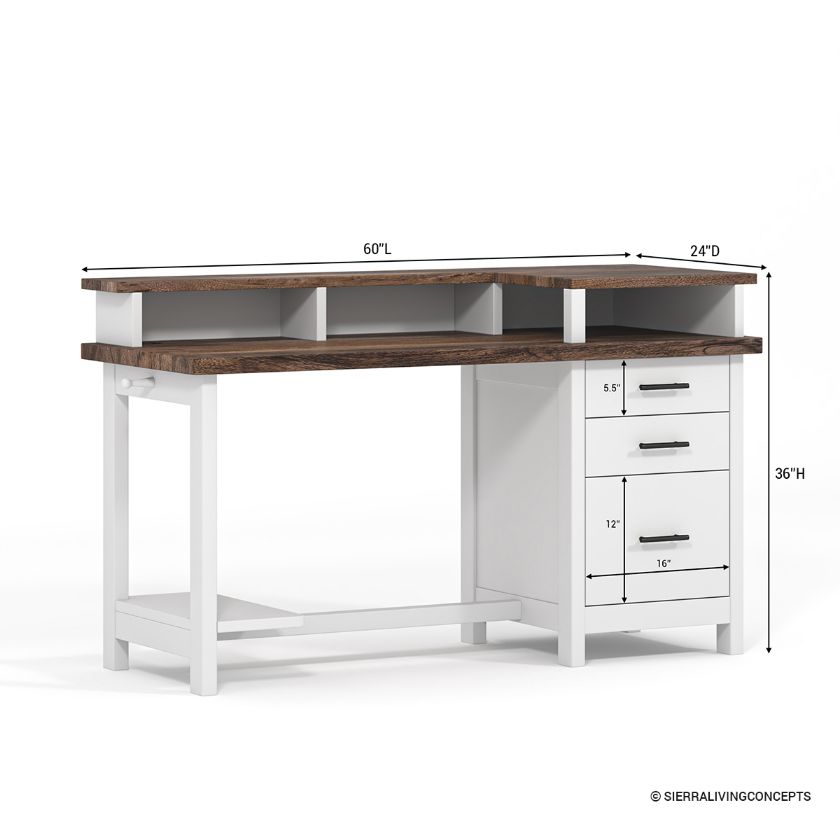 Occidental Modern Two Tier Desk with Monitor Stand Dimension Image