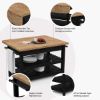 Picture of Catania Solid Wood Farmhouse Small Kitchen Island with Drop Leaf