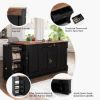 Picture of Lublin Solid Wood Farmhouse Black Kitchen Island With Drop Leaf
