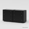 Picture of Cobb Modern Black 6 Drawer Dresser with Glass Top
