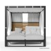 Picture of Madera Metal & Teak Black Outdoor Daybed Double Chaise Lounge with Canopy 