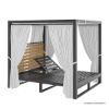 Picture of Madera Metal & Teak Black Outdoor Daybed Double Chaise Lounge with Canopy 