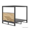 Picture of Madera Metal & Teak Black Outdoor Daybed Double Chaise Lounge with Canopy 