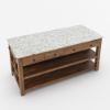 Picture of Visalia Modern Rustic Marble Top Kitchen Island with Open Shelves Storage
