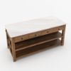 Picture of Visalia Modern Rustic Marble Top Kitchen Island with Open Shelves Storage