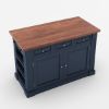 Picture of Bismarck Blue Solid Wood Kitchen Island With Drop Leaf