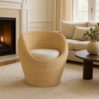 Picture of Buffington Curved Tub Natural Rattan Accent Chair