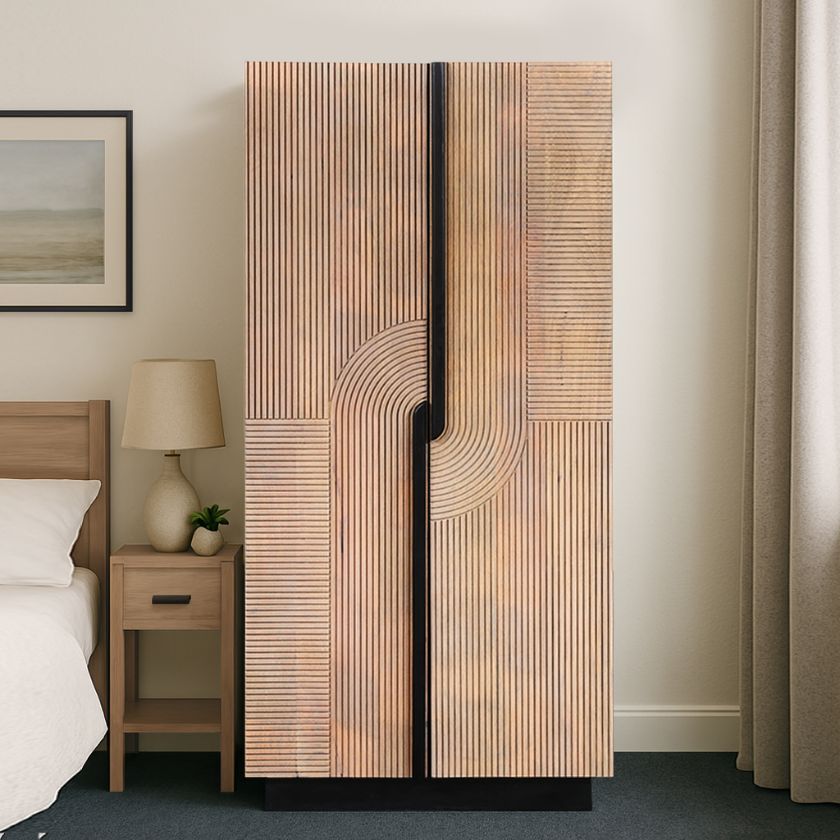 Picture of Porterville Contemporary Fluted Door Wooden Armoire 