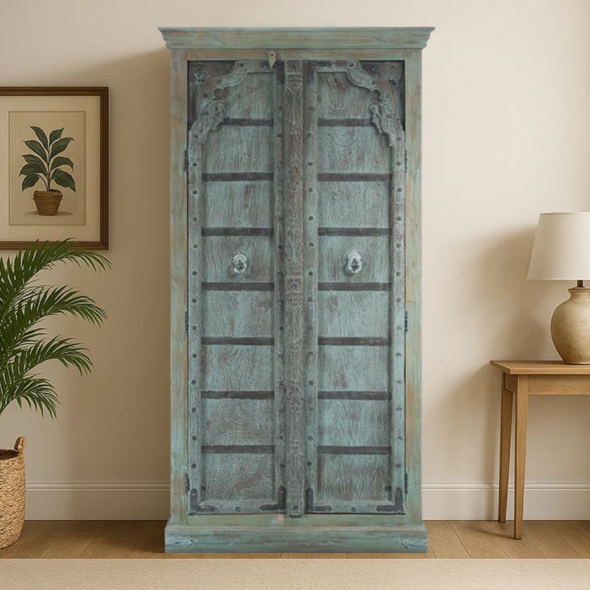 Picture of Greenbrae Rustic Solid Wood Vintage Armoire Wardrobe  