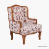 Picture of Japantown Floral Upholstered Wingback Solid Wood Accent Chair with Armrest