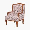 Picture of Japantown Floral Upholstered Wingback Solid Wood Accent Chair with Armrest