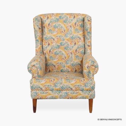 Picture of Carson Upholstered Wingback Armchair with Paisley Pattern