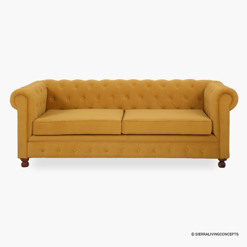 Winding Mustard Gold 3 Seater Chesterfield Sofa Dimension Image