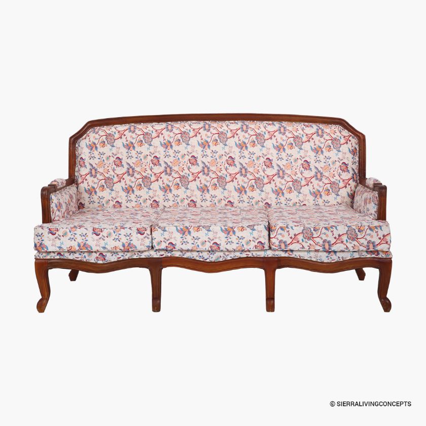 Sohocurve Louis XV Vintage Floral Upholstered 3 Seater Sofa Dimension Image