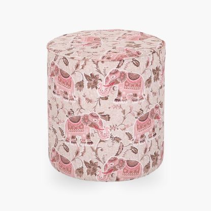 Picture of Forestville Elephant Print Traditional Small Footstool Pouf