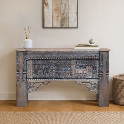 Picture of Kentfield Solid Wood Hand Carved Antique Console Table