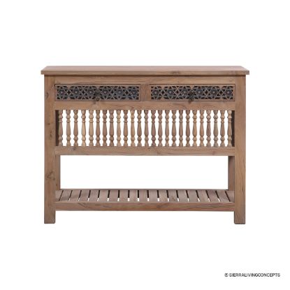 Picture of Calaveras Hand Carved Rustic Console Table with Drawers