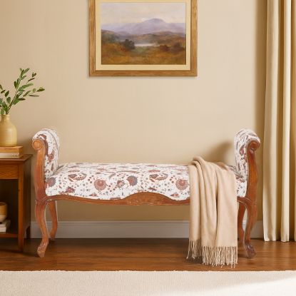 Picture of Japantown Vintage Floral Upholstered Bench with Arms