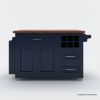 Picture of Erie Modern Butcher Block Drop Leaf Kitchen Island Carts with Trash bin