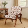 Picture of Japantown Floral Upholstered Arm Chair with Angled Wood Frame