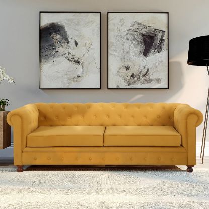 Picture of Winding Mustard Gold 3 Seater Chesterfield Sofa