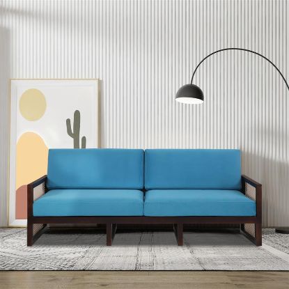 Picture of Lakeshore Mid Century Modern 2 Seater Cyan Blue Loveseat