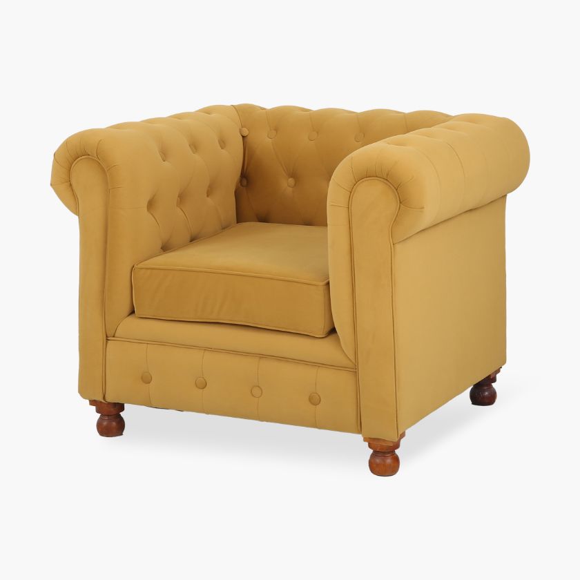 Picture of Winding Mustard Gold Single Seater Chesterfield Armchair