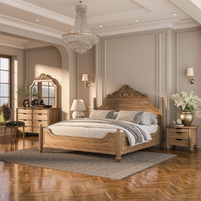 Picture of Morrisville 5 Piece Hand Carved Solid Wood Bedroom Set