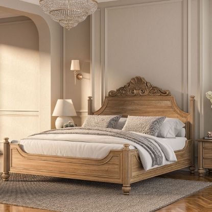 Picture of Morrisville Panel Hand Carved Solid Wood Bed Frame