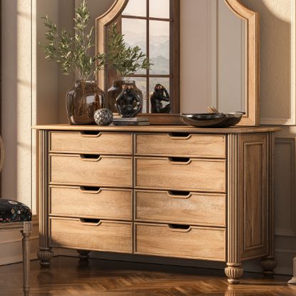 Picture of Morrisville Traditional Panel Solid Natural Wood 8 Drawer Dresser