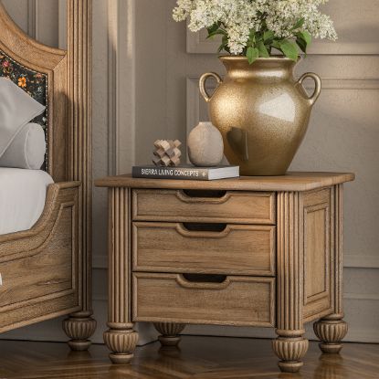 Picture of Morrisville Traditional Natural Solid Wood 3 Drawer Nightstand