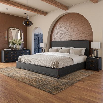 Picture of Lebec Alaskan King 4 Piece Black Bedroom Set