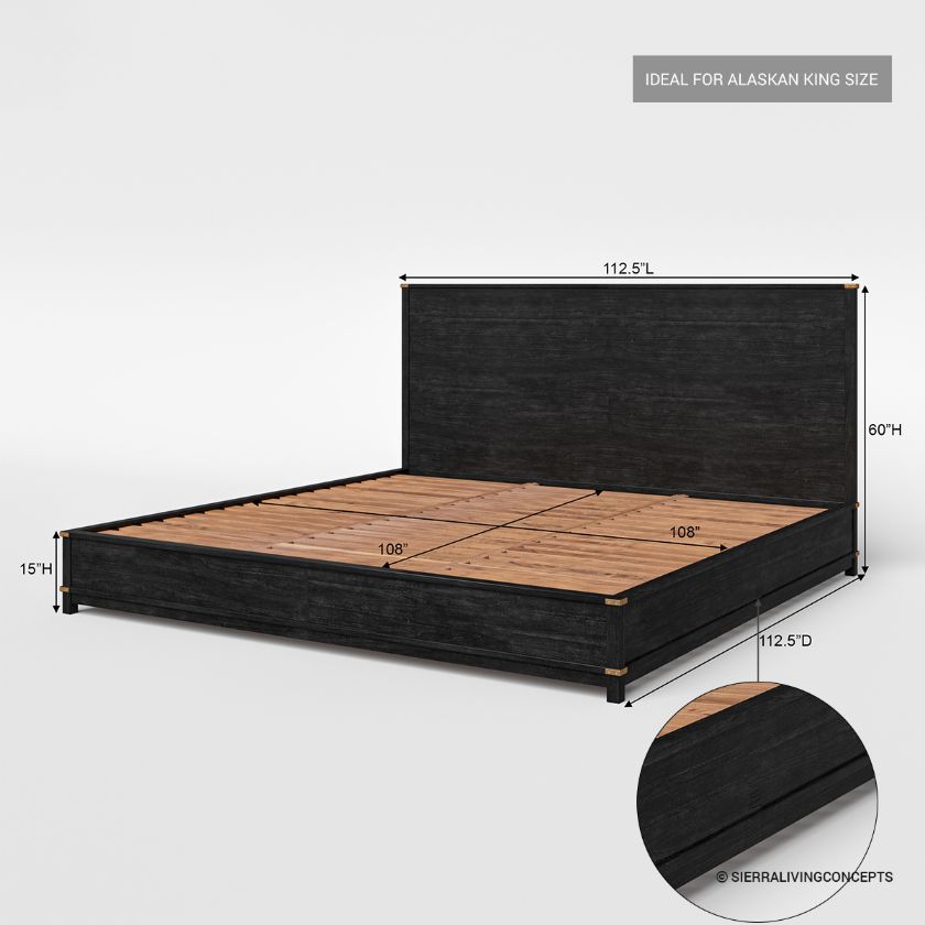 Lebec Alaskan King 4 Piece Black Bedroom Set Size Image