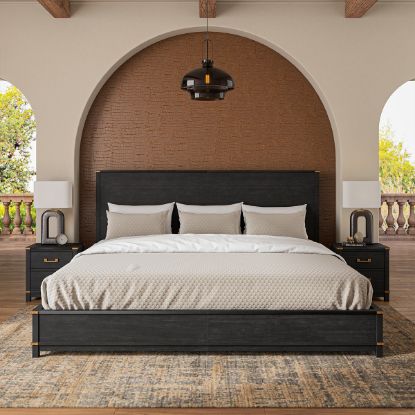 Picture of Lebec Black Alaskan King Bed Frame with Headboard