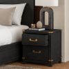 Picture of Lebec Solid Wood Black Nightstand with Drawers