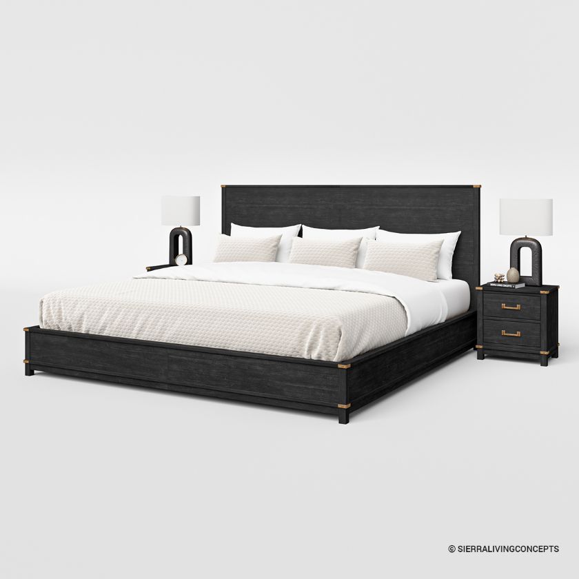 Lebec Alaskan King 4 Piece Black Bedroom Set Size Image