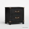 Picture of Lebec Solid Wood Black Nightstand with Drawers