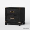 Picture of Lebec Solid Wood Black Nightstand with Drawers