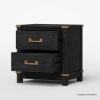 Picture of Lebec Solid Wood Black Nightstand with Drawers