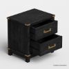 Picture of Lebec Solid Wood Black Nightstand with Drawers
