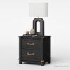 Picture of Lebec Solid Wood Black Nightstand with Drawers